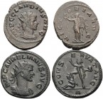 Claudius II Gothicus & Aurelian, 268-275. (Billon, 9.00 g). Lot of two attractive Antoniniani of Claudius II Gothicus and Aurelian. ( 1 ). Claudius II...