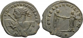 Aurelian, 270-275. Antoninianus (Billon, 24.5 mm, 2.84 g, 11 h), 6th issue, Siscia, c. 272-early 274. IMP AVRELIANVS AVG Radiate bust of Aurelian to l...