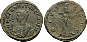 Probus, 276-282. Antoninianus (Billon, 23 mm, 3.33 g, 6 h), Ticinum, 1st officina, 277. IMP C PROBVS AVG CONS II Radiate bust of Probus to left, weari...