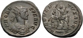 Probus, 276-282. Antoninianus (Billon, 21 mm, 4.29 g, 6 h), Rome, 7th officina, 281. PROBVS P F AVG Radiate and cuirassed bust of Probus to right. Rev...