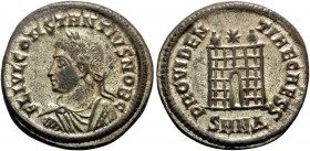 Constantius II, as Caesar, 324-337. Follis (Bronze, 20.5 mm, 3.27 g, 11 h), struck under Constantine I, Nicomedia, 4th officina, 324-325. FL IVL CONST...