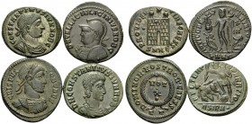 Caesars Crispus, Constantine II, Licinius II and Constantius Gallus, 317-354. (Bronze, 11.18 g). Lot of Four attractive Folles of the young Caesars fr...
