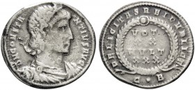 Constantius II, 337-361. Siliqua (Silver, 19 mm, 2.22 g, 6 h), Constantinople, 2nd officina, 342. D N CONSTA-NTIVS AVG Rosette diademed, draped, and c...