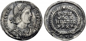Constantius II, 337-361. Siliqua (Silver, 20.5 mm, 3.22 g, 5 h), Constantinople, 1st officina, 351-355. D N CONSTAN-TIVS P F AVG Pearl diademed, drape...