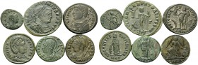 4th Century AD, Licinius, Constantine I, Helena, Arcadius. (Bronze, 19.32 g). Lot of Six carefully selected Bronze Denominations of better quality. ( ...