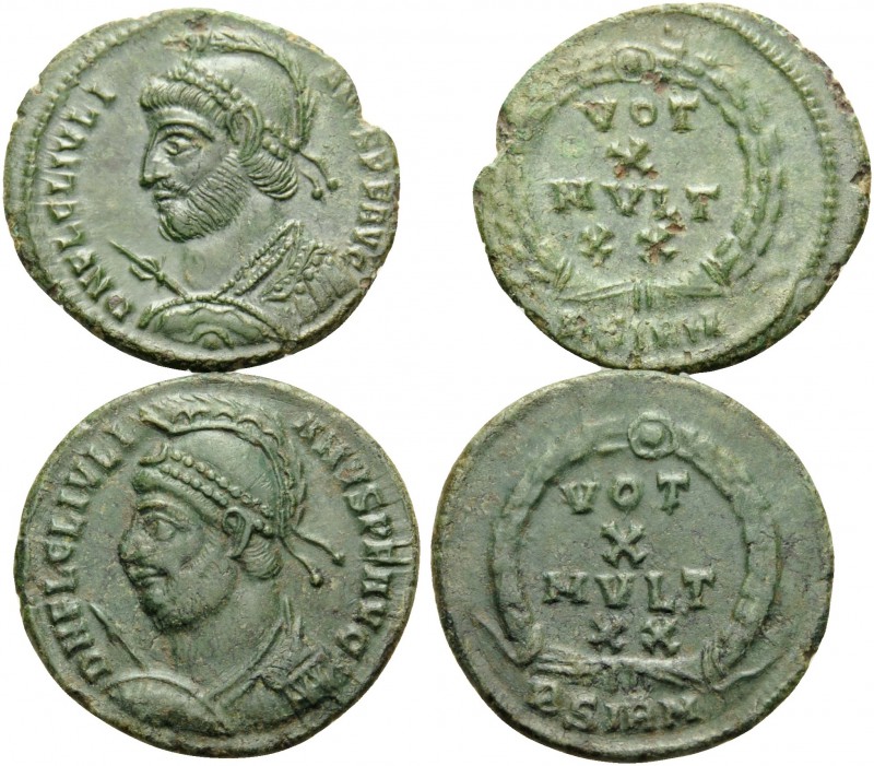 Julian II, 360-363. Centenionalis (Bronze, 6.40 g). Lot of two attractive Centen...