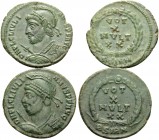 Julian II, 360-363. Centenionalis (Bronze, 6.40 g). Lot of two attractive Centenionalis of Julian II from the Sirmium mint. ( 1 ). 20 mm, 2.71 g, 12h....