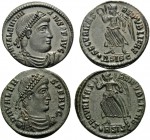 Valens & Valentinian, 364-378. (Bronze, 4.55 g). Lot of two selected bronzes of Valentinian and Valens from Siscia. ( 1 ). Valens, 364-378. Siscia. 18...