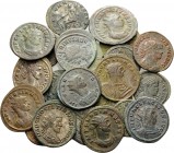 ROMAN. A collection of 25 Coins, 3rd-4rth century AD. (Bronze, 82.00 g). Lot of 25 Bronze and Silver coins, mostly Antoniniani. Including Aurelian, Pr...