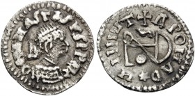 GEPIDS. In the name of Anastasius I, 491-504 AD. 1/4 Siliqua (Silver, 14.5 mm, 0.77 g, 9 h), mint of Sirmium. D N ANASTASIVS P P AVG Crude diademed bu...
