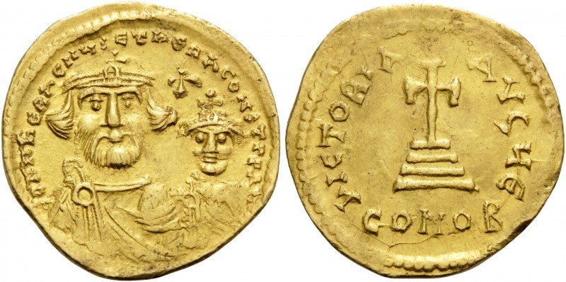 Heraclius, with Heraclius Constantine, 610-641. Solidus (Gold, 21 mm, 4.33 g, 7 ...