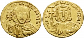 Constantine V Copronymus, 741-775. Solidus (Gold, 19 mm, 4.46 g, 6 h), Constantinople, 741-751. d LЄON PA MЧL' Crowned bust of Constantine's father Le...
