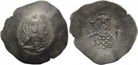 John II Comnenus, 1118-1143. Aspron Trachy (Billon, 33 mm, 4.01 g, 5 h), Constantinople, 1122-1137(?). IC XC Bust of Christ Pantokrator facing, with c...