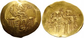John III Ducas (Vatatzes), emperor of Nicaea, 1222-1254. Hyperpyron (Gold, 28 mm, 4.57 g, 6 h), Magnesia, 1232-1254 (?). IC - XC Christ enthroned faci...