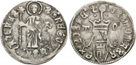 BOSNIA, Kingdom. Tomaš Ostojić, 1443-1461. Groš (Silver, 23 mm, 1.20 g, 5 h). •S•GREGORIUS NAZAZENUS St. Gregory Nazianzus standing facing, holding cr...