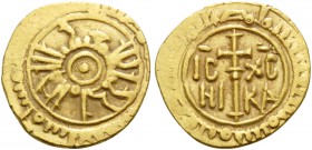 ITALY. Sicilia (Regno) . Ruggero II, 1130-1154. Tarì (Gold, 13 mm, 1.10 g), Palermo, 1140-1154. Kufic legend in two margins around pellet in circle. R...