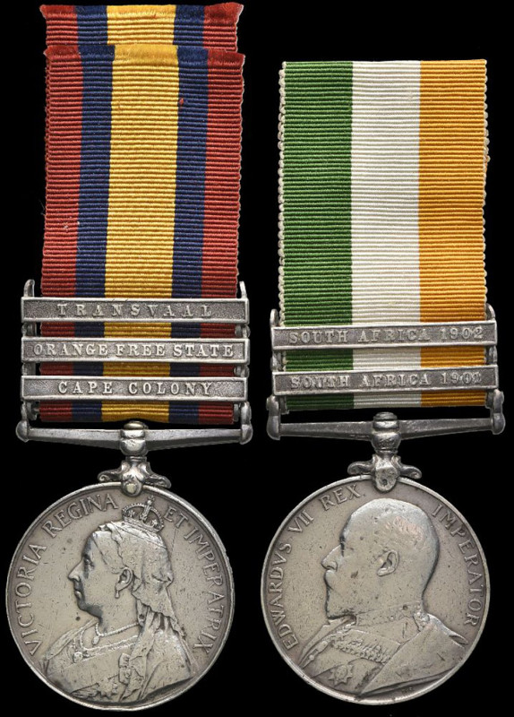A Boer War Pair awarded to Private John Milne, West Riding Regiment, comprising:...