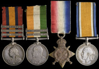 A Boer War and Great War Group of 4 awarded to Private George Ellam, West Riding Regiment, who was wounded in action during the Boer War at Morgenzal ...