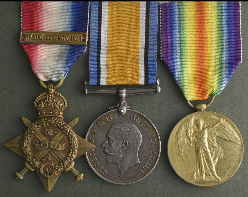 A Great War 1914 ‘Mons’ Trio awarded to Trumpeter Albert E. Crouch, Royal Field ...