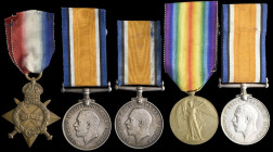 Miscellaneous Great War Medals (10), comprising: 1914-15 Star (15132 Pte M. Cullen. R. Scots.); British War Medals (3), 1914-1920 (92743 A. Bmbr. P. E...