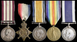 An N.G.S. ‘Persian Gulf 1909-14’ and Great War Royal Naval Long Service Group of 5 awarded to Leading Seaman William Marr McGeachin, Royal Navy, compr...