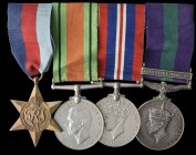 A WW2 & G.S.M. ‘Palestine 1945-48’ Group of 4 awarded to Private A. Smith, Army Air Corps, comprising: 1939-45 Star; Defence and War Medals, 1939-45; ...