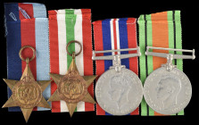 A WW2 ‘Mediterranean Theatre’ M.i.D. Group of 4 awarded to Sergeant John Haworth, Royal Army Ordnance Corps, with M.i.D. certificate, pay book, other ...
