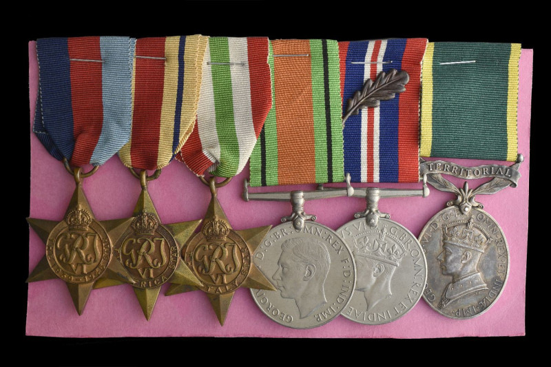 A WW2 Mediterranean Theatre M.i.D. Group of 6 awarded to Private J. Barlow, Roya...