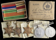 A WW2 ‘Husband and Wife’ Family Group to the ‘Spink’ Family, comprising: Five: 1939-45 Star; Africa Star; Italy Star, Defence and War Medals, 1939-45;...