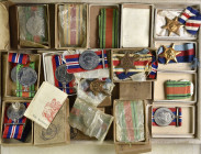 Miscellaneous Boxed WW2 Medals & Groups (24), comprising: a selection of 14 boxes, mostly O.H.M.S. boxes (10) named with addresses, containing 24 mixe...