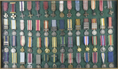 Miniature Medals (56), an attractively framed and glazed display of 56 mixed British & foreign orders, gallantry awards, lifesaving awards and campaig...