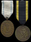 Germany, Bavaria, Regimental Jubilee Medals (2), both in bronze, Kgl. Bayer. 2 Infant. Regiment Kronprinz 1932, by CV++, 36mm, and 10 IR König 1932, 4...