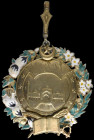 India, Bahawalpur, Imtiaz i Satlej, Third Class neck badge, by Spink and Son, in silver-gilt and enamels, width 55mm, centre polished, good very fine ...