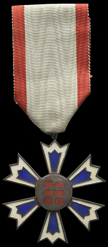 Korea, Order of the Eight Tigrams, Sixth Class breast badge, in silver and ename...