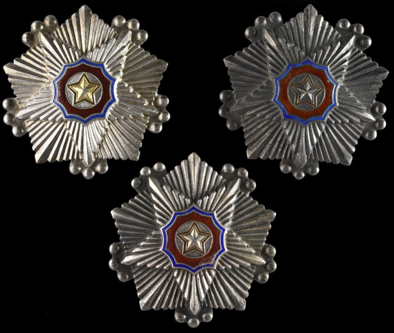 North Korea, Order of the National Flag, Third Class breast stars (3), all Type ...