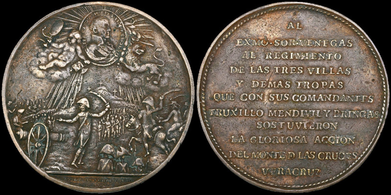 Medal for the Battle of Monte de las Cruces, 1810, by F. Cordillo, Mexico City, ...