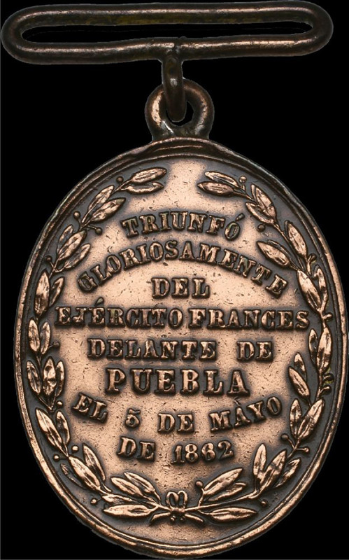 Glorious Triumph of Puebla, 5 May 1862, oval bronze medal, by S.N.G., inscriptio...