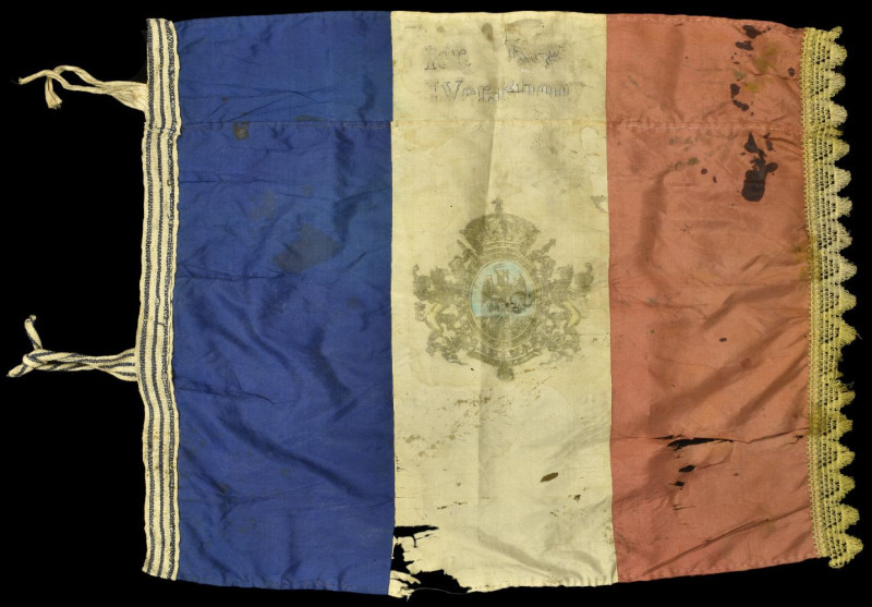 Regimental Flag: ‘1er. Reg. 1 Ver. Btion’, in silk, in the form of a French flag...