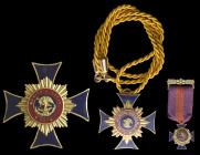 Military Merit Cross, 1929, First Class set of insignia, both in gilt and enamels, comprising neck badge, 45mm, and breast star, 67 mm (Grove D-553), ...