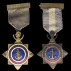 Naval Technical Merit Decoration, First Class and Second Class stars, 1945, in bronze-gilt and enamels 45mm (Grove D-650, 651), good very fine (2)

...