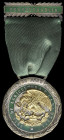 Ministry of Agriculture and Livestock Medal for Perseverance, in silver, gilt and green enamel, with silver and green enamelled perseverancia clasp, r...