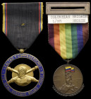 Colombia, Infantry Battalion Medal, in bronze, with enamelled flag; together with No. 4 Battalion San Mateo, General Gustavo Rojas Medal, in gilt and ...