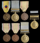 South Korea, Korean War Medal (4), in dark (3) and light bronze, U.N. Korea (3), Korean language issue, one in case of issue, very fine or better (7)...