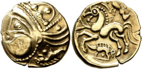 NORTHWEST GAUL. Aulerci Eburovices. Late 2nd to first half of 1st century BC. Half Stater (Gold, 18 mm, 3.03 g, 12 h), 'au sanglier' type. Celticized ...