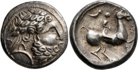 CARPATHIAN REGION. Uncertain tribe. Circa 3rd century BC. Tetradrachm (Silver, 24 mm, 13.89 g, 2 h), 'Audoleontyp/Vogelreiter' type, imitating Philip ...