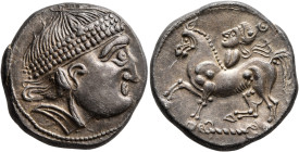 MIDDLE DANUBE. Uncertain tribe. 2nd century BC. Tetradrachm (Silver, 23 mm, 12.61 g, 1 h), 'Kroisbach mit Reiterstumpf' type, mint in Burgenland or we...