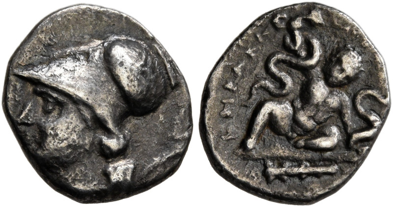 LUCANIA. Herakleia. Circa 281-278 BC. Diobol (Silver, 11 mm, 0.95 g, 12 h). Head...