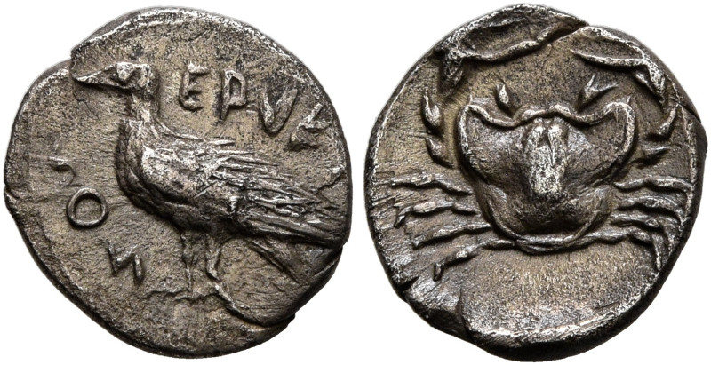 SICILY. Eryx. Circa 480-472 BC. Litra (Silver, 10 mm, 0.53 g, 1 h). ERYKI-ИOИ Ea...