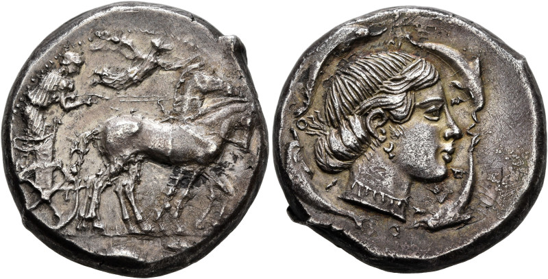 SICILY. Syracuse. Second Democracy, 466-405 BC. Tetradrachm (Silver, 25 mm, 17.2...