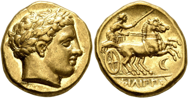 KINGS OF MACEDON. Philip II, 359-336 BC. Stater (Gold, 17 mm, 8.59 g, 12 h), Amp...